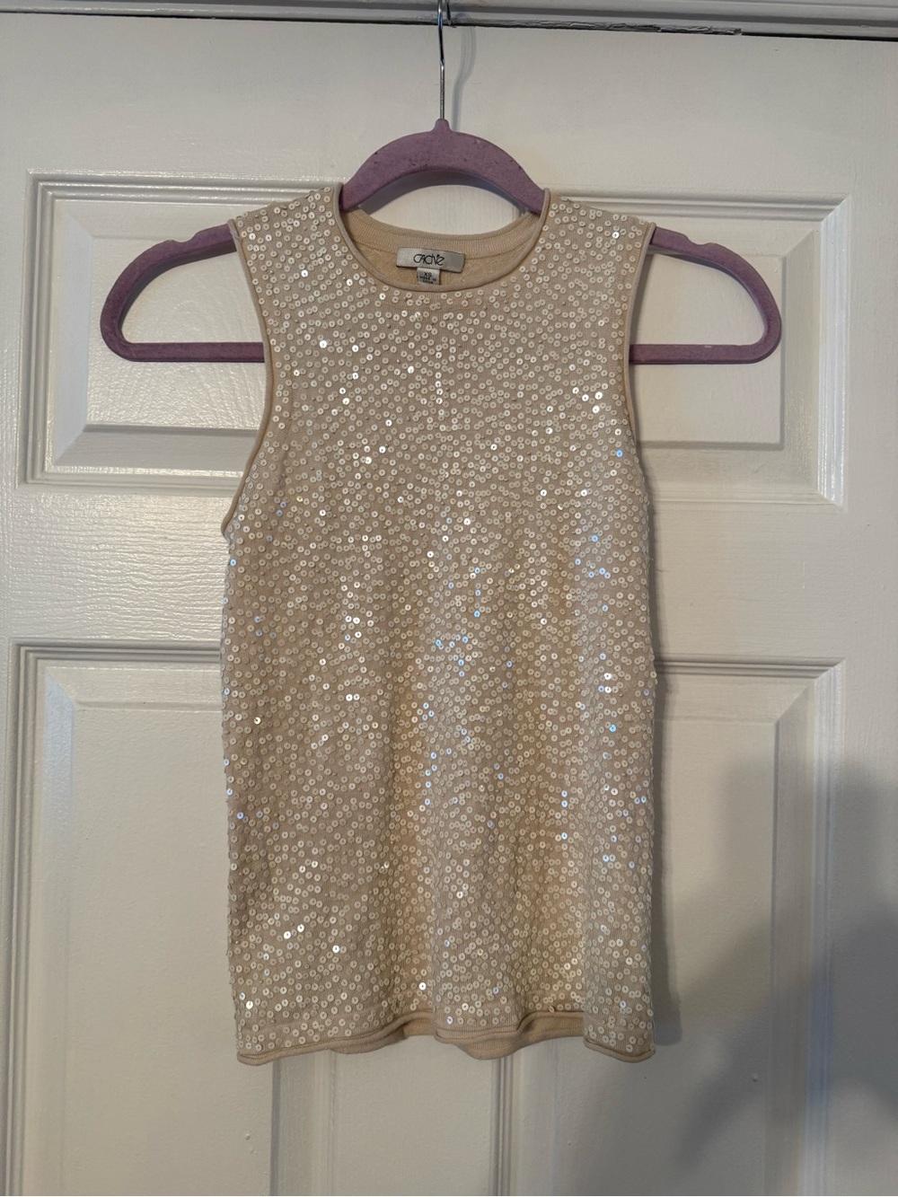 Cache Cream Sequin Tank Top Silk & Cashmere